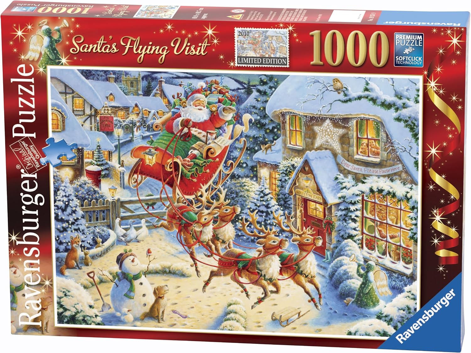 Ravensburger Christmas Limited Edition 2010 Roy Trower Santa's Flying Visit 1000 Piece Puzzle image 0